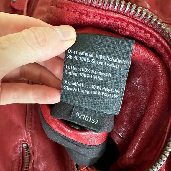 Tigha Leather Jacket in Red - Picture 6 of 7